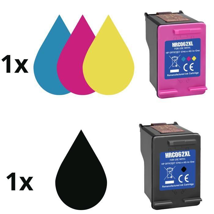 Ink Cartridge - HP - 62XL - Black - Multi-color - Compatible with OfficeJet/Envy