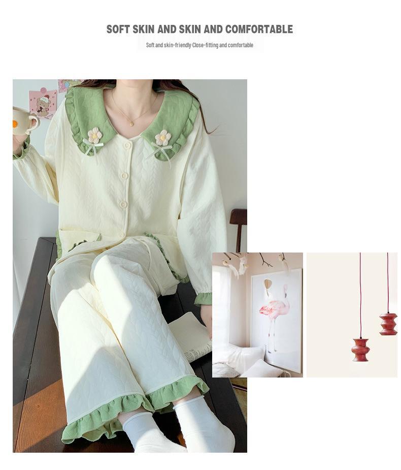 Air Cotton Layered Maternity Pajamas for Autumn/Winter - Breastfeeding & Postpartum Homewear