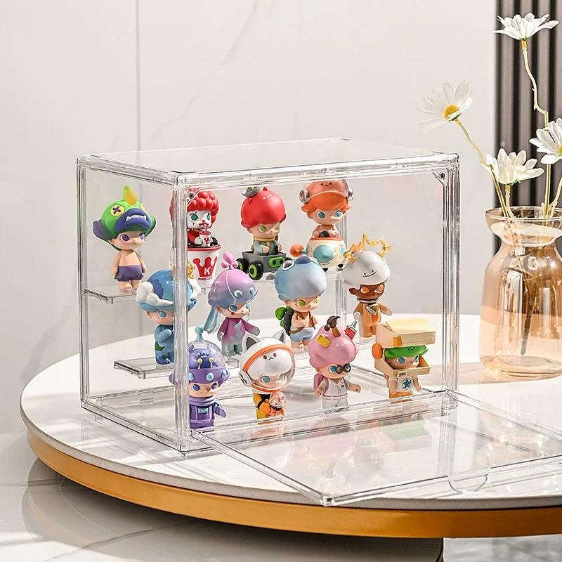 1pc 3-Layer Acrylic Clear Display Storage Box for Fingures Foldable Display Case for Figurines Dolls Action Figure Organizer box