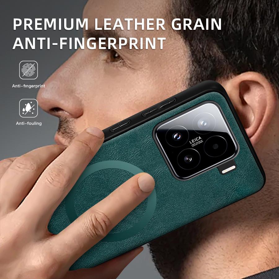 Magnetic Case For Xiaomi 15 Pro For Magsafe Wireless Charge Covers For XIAOMI 14 14T Pro Leather Protect Mobile Phone Cases