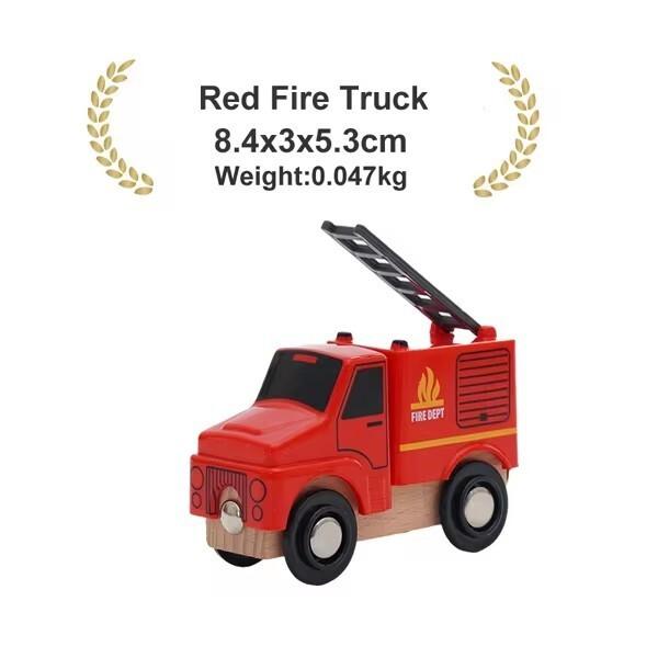 Wooden Magnetic Train Car Locomotive Ambulance Fire Truck Wood Railway Accessories fit for Brand Wooden Tracks Toy For Kids