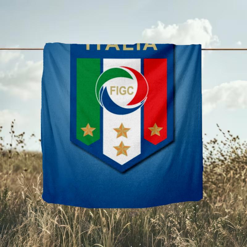 1PC Italian Football Crest Printed Soft Flannel Blanket Throw for Adult Bedroom Living Room Sofa Camping Travel Fan gifts Christmas Gifts