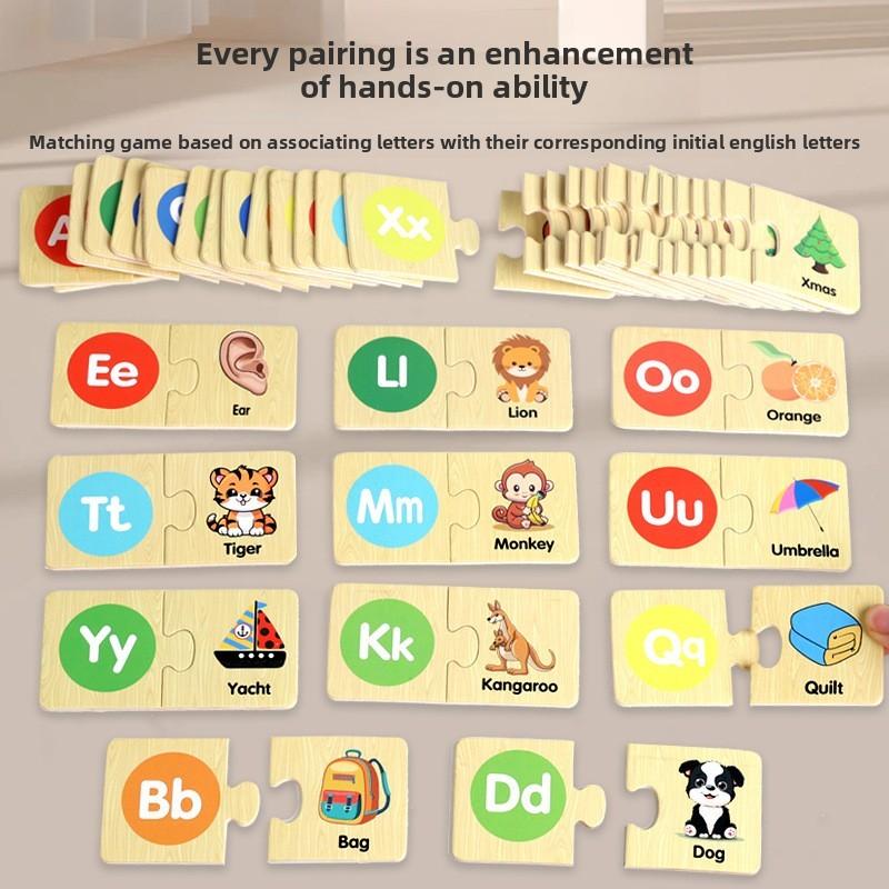 Wooden Animal Matching Puzzle For Kids With Alphabet Blocks Educational Toy For Preschoolers