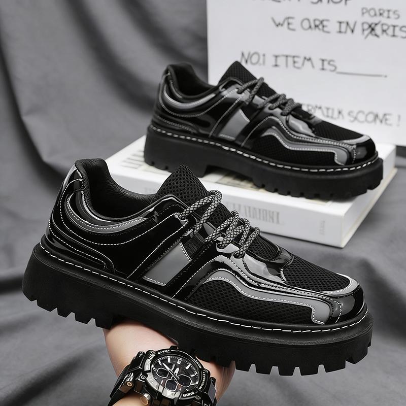 

Men Casual Sneakers Shoes Anti-slip Low-top Outdoor Sports Shoes Men Lace-up Thick-soled Soft Breathable Lightweight Shoes Men 39 чёрный