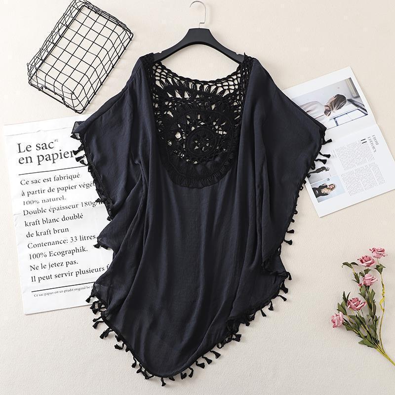 

Пляжное платье пэчворк ручной вязки с кисточками - Защита от солнца, Сексуальная накидка One Size