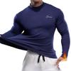 Men's Autumn and Winter Velvet Warm Solid Color Long-sleeved T-shirt Knitted Base Shirt Slim Half-high Neck Top