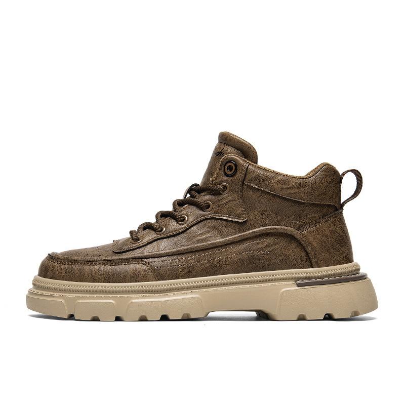 Soft-soled autumn new Martin boots retro high-top leather shoes non-slip shoes casual short boots