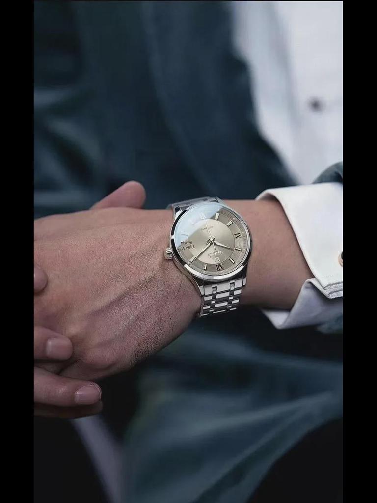 Lysende vanntett mekanisk klokke for menn med kalender