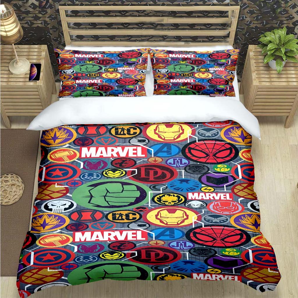 Fashion Superhero A-Avengers Print Bedding Set Duvet Cover Comforter Bed  Youth Kids Girl Boys Luxury Birthday Gift