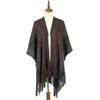 Women Gradient Space‑Dye Tassel Poncho Cape, Polyester Knit Open Front Shawl Wrap, Casual Soft Oversized Shoulder Cover Outerwear