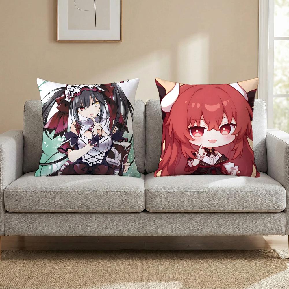 D-DATE A LIVE ANIME Cushion Cover Multi-Scene Pillow Cover for Home & Car - Reversible, Soft & Durable for Daily Use