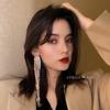 2022 New Fashion Long Tassel Rhinestone Drop Earrings for Women Ovsize Crystal Dangle Earrings Fashion Jewelry