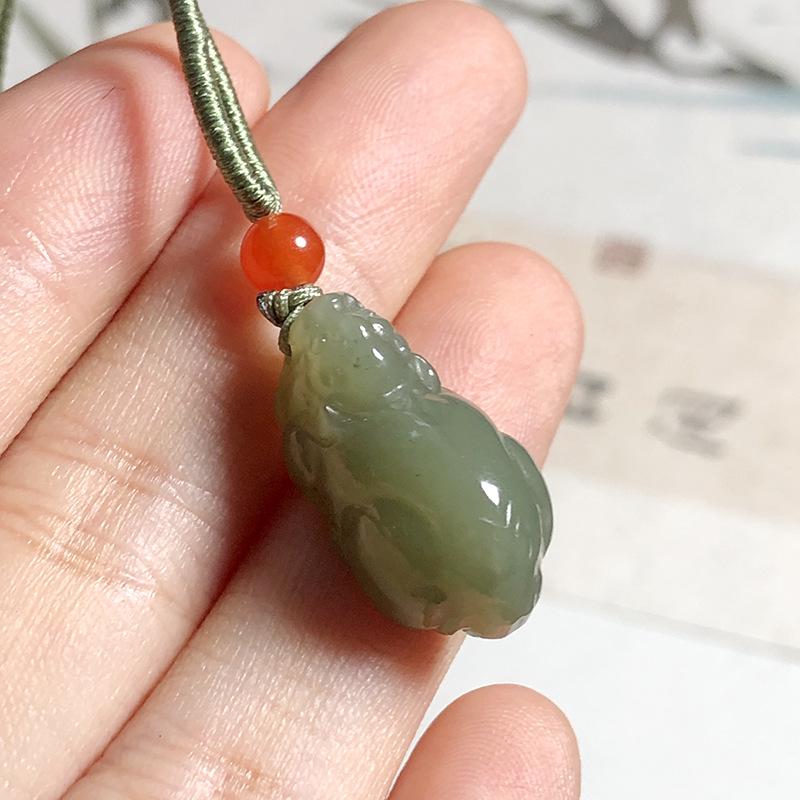 Hetian Jade Pi Xiu Pendant Charm - Qingbai Stone Necklace for Couples