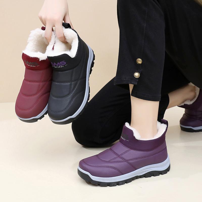 Women's Fleece Thickened Casual and Comfortable Snow Boots, Anti-slip and Warm Soft-soled One-step Shoes