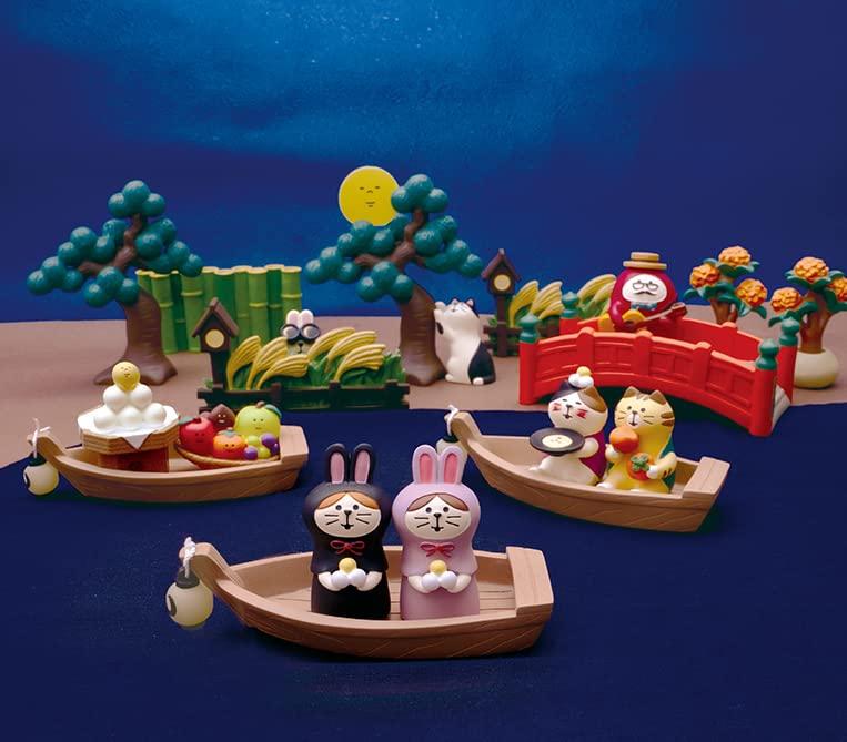 Decore Corporation Cat Hood Moon Viewing Rabbit, Purple, ZTM-86532M, Miniature Goods, Concombre, Relaxing Pond Moon Viewing Party