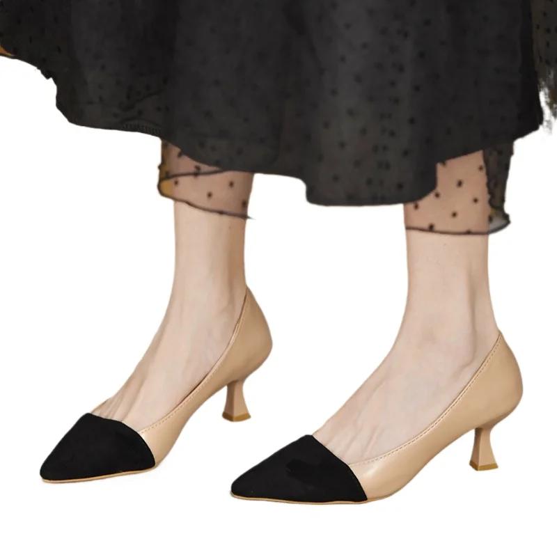 Fashion Women's Shoes 2024 Brand Slip-on Women's High Heels Fashion Color Matching Office and Career Sexy Pointed Toe Heels Womenzapatos
