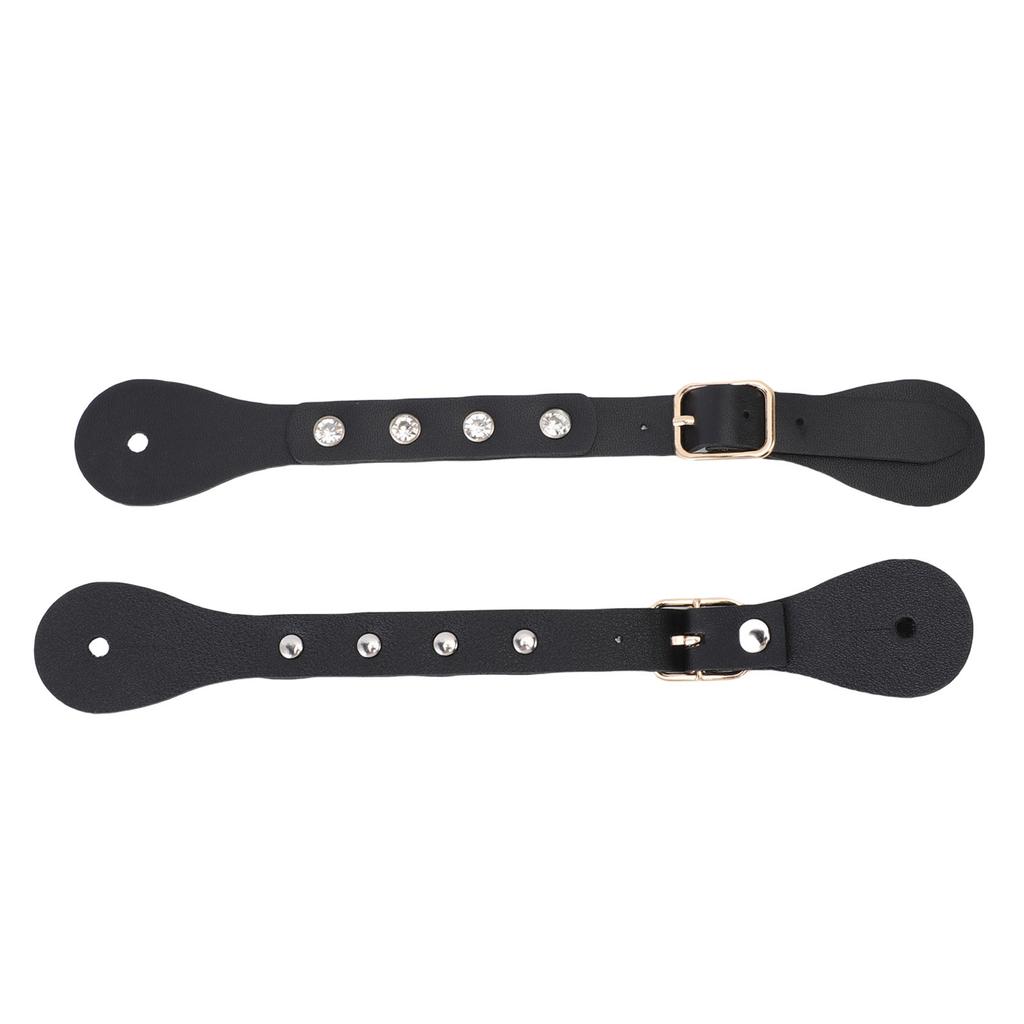 1 Pair Spur Straps Rhinestone Decorated Synthetic Lther Vintage Spur Boot Straps for Boots Equipment