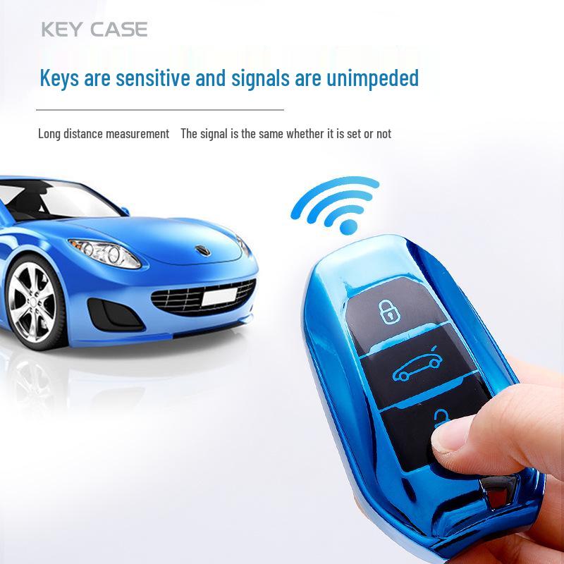 Soft TPU Rubber Key Case for Dongfeng Peugeot 408 & 508 - Full Coverage Black