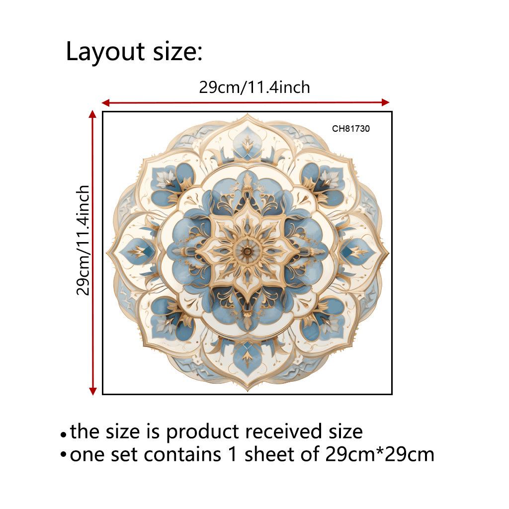 Gold Colorful Large Mandala PVC Removable Wall Stickers