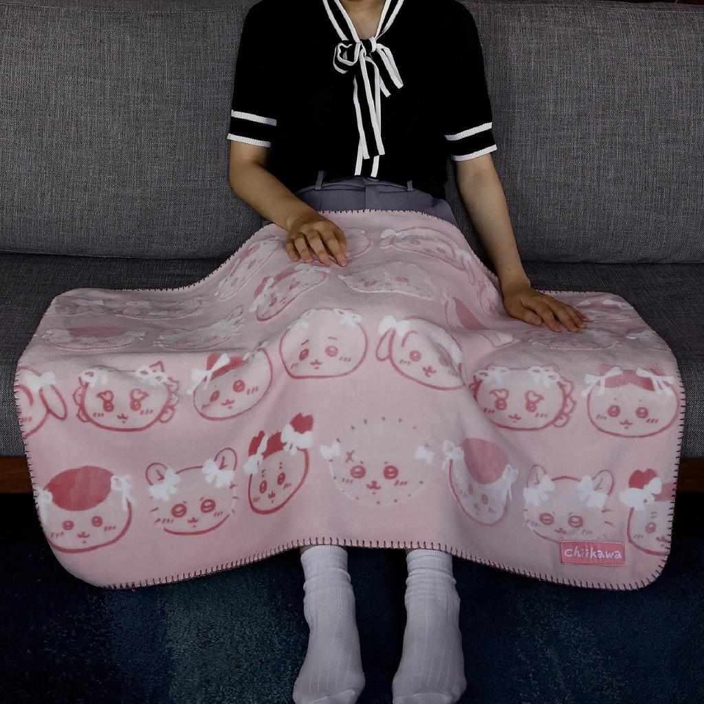 Marushin Chiikawa Ribbon Blanket Pink H70 x W100cm Blanket Polyester Cute Fluffy Stylish Warm Energy Saving 0776018600 /
