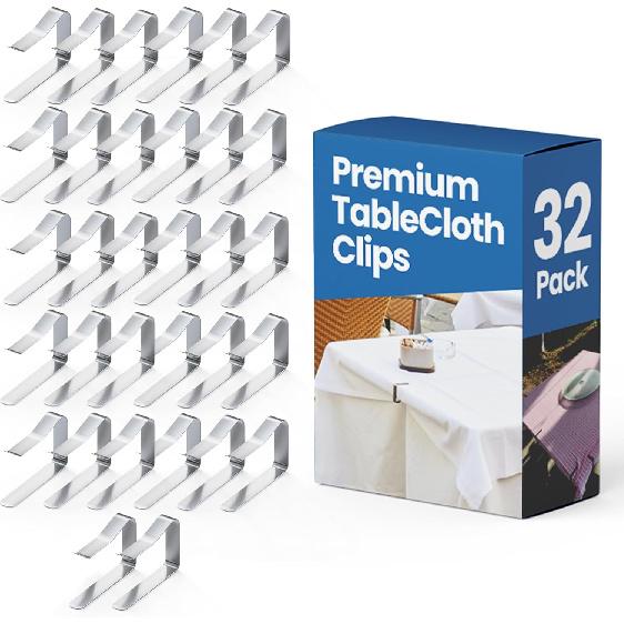 12Pcs Picnic Tablecloth Clips for Outdoor Tables - Stainless Steel Large Table Cloth Clip, Fits for 2.5” Thick Tables, Metal Clamps for Picnic
