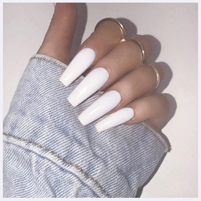 

Трапециевидные типсы для накладных ногтей гробовидной формы однотонного цвета для трансграничной торговли (20-Упаковка)