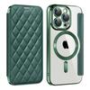 For iPhone 15 Pro RFID Blocking Built-in Lens Film Phone Case Card Holder Leather Cover Compatible with MagSafe