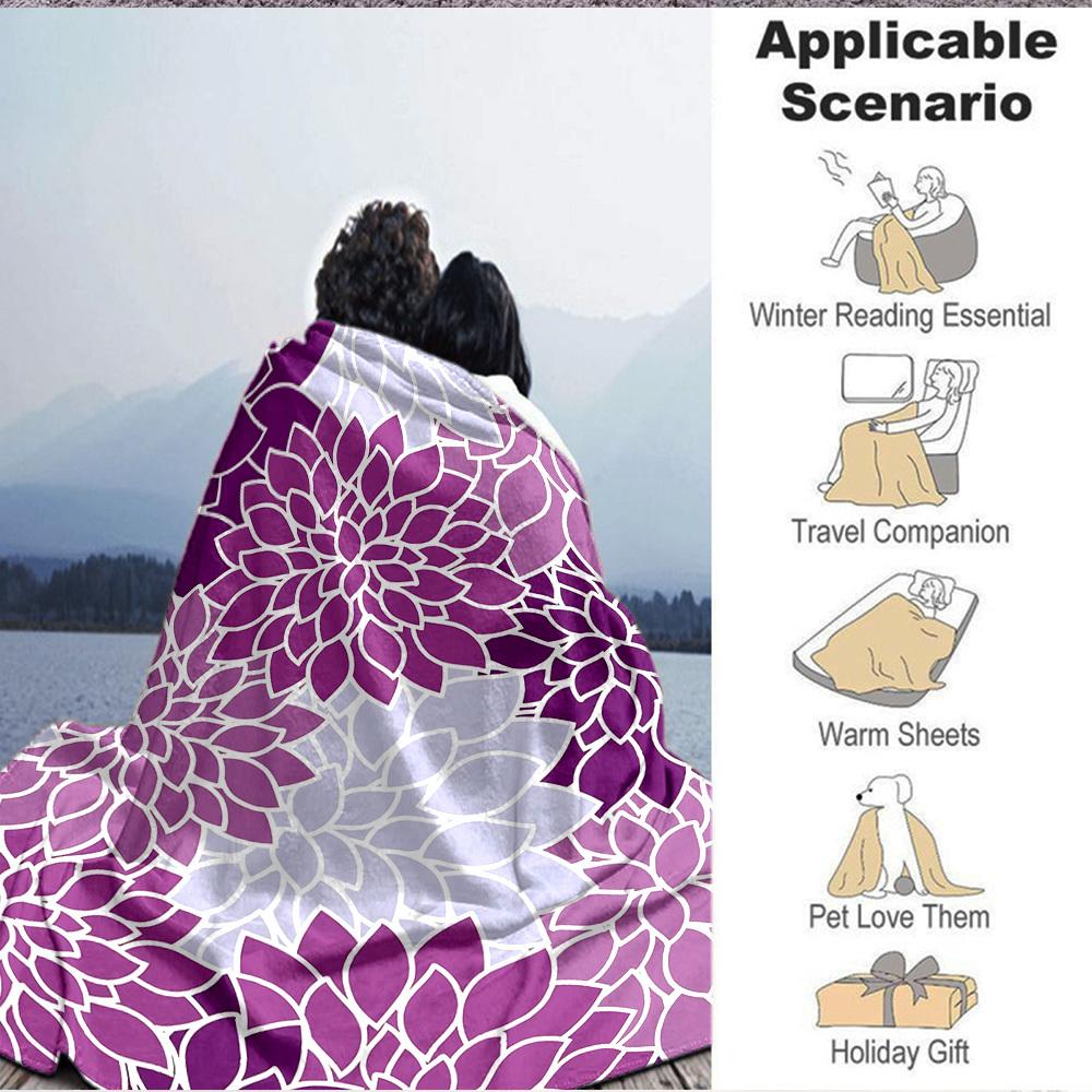 1pc Purple Floral Pattern Blanket Warm, Cozy, And Soft, Suitable for Sofas, Beds, Cars, And Office Use.Perfect for Camping And Travel, Making It a Gre