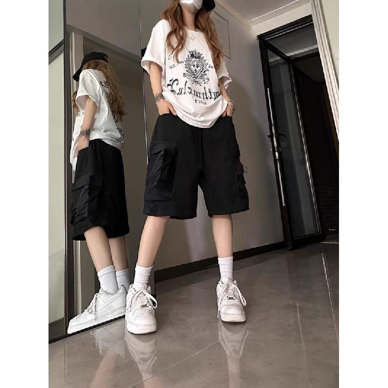 Women's Summer Thin Cargo Shorts 2026 New Loose Casual Wide-Leg Knee-Length Pants