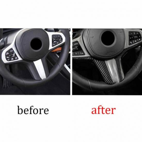 Car Steering Wheel Frame Cover Trim For BMW 5 Series G30 2018-2022 Carbon Fiber