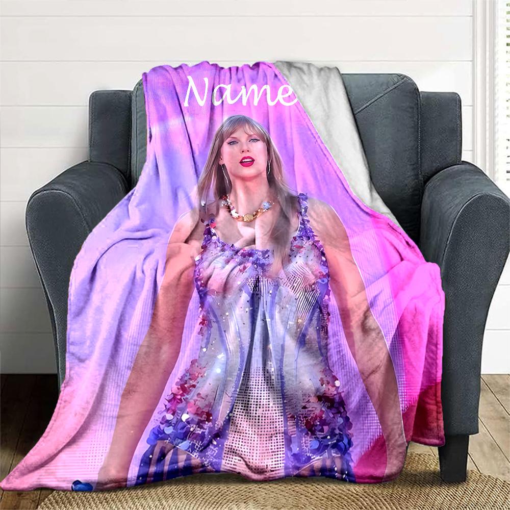 Customizable Singer Taylor Throw Blanket – Personalized Name, All-Season Cozy Snug Blanket, Machine Washable, Personalized Blanket