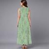 Women Oversized Sleeveless Round Neck Dress Bright Floral Printed Loose Mid Calf Gown