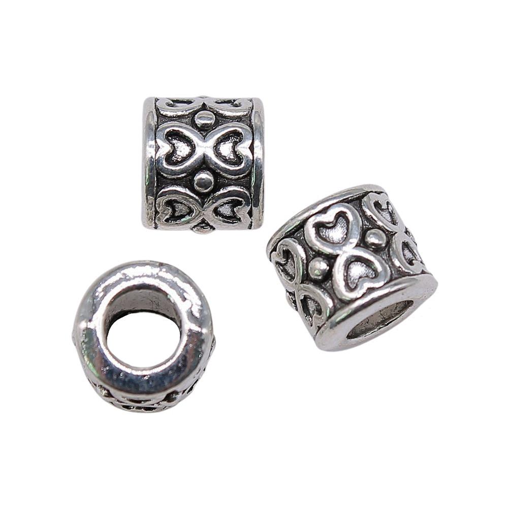 Vintage Floral Pattern Cylinder Beads Antique Style Large Hole Spacers For DIY