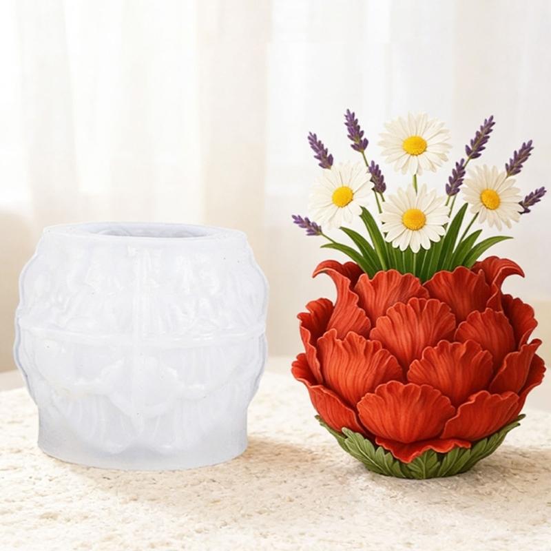 3D Petalage Embossing Silicone Candle Molds For Handmade Candle Cup Pen Container And Conrete Flowerpots Home Decoration