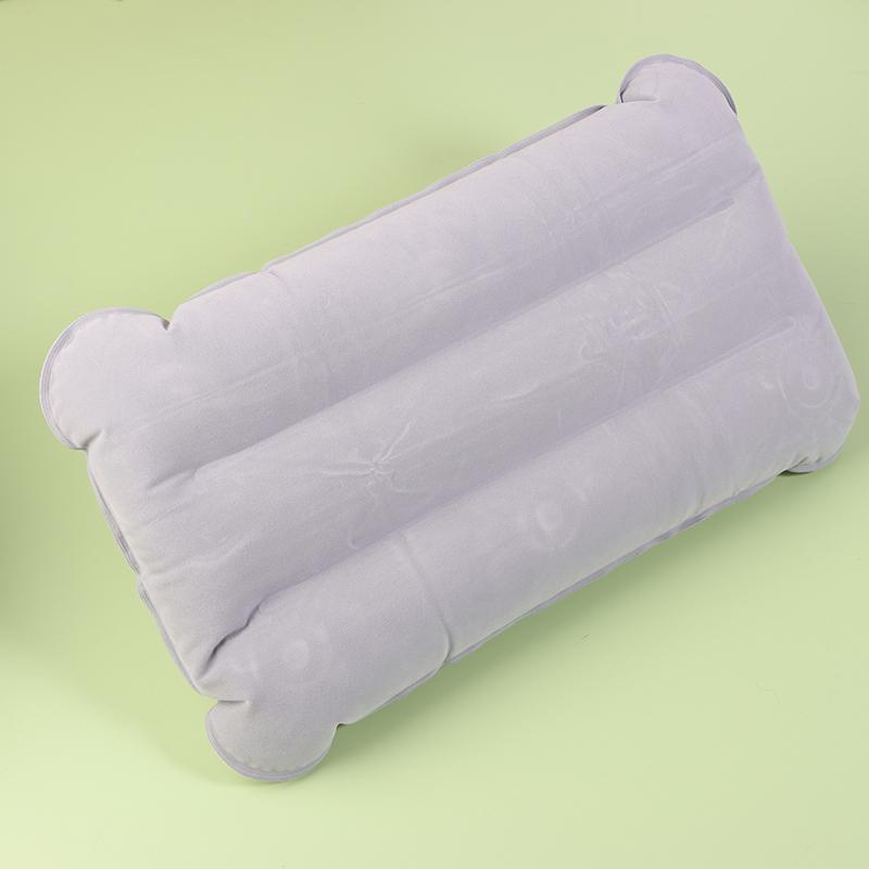 Portable Inflatable Flocking Pvc Pillow Camping Sleeping Air Pillow For Travel Outdoor Hiking Flight Foldable Head Rest Pillow