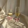 Pink Bowknot Series Glasses Cup Korean Style  INS  Bow Handle Goblet Glass Cup Romantic Ritual Champagne Wine Glass