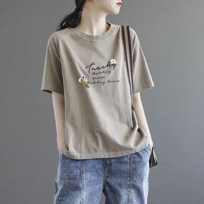 Kurzarm-T-Shirt für Damen, Sommer Einfarbiges Oberteil, Neue Große Größen Damenbekleidung, Damen Halbarmbluse