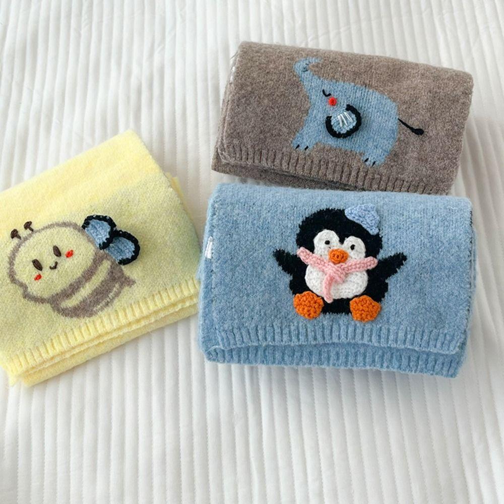 Colorful Cartoon Embroidery Scarf Sweet Winter Neck Warmer Cashmere Knitted Scarf  Autumn Winter