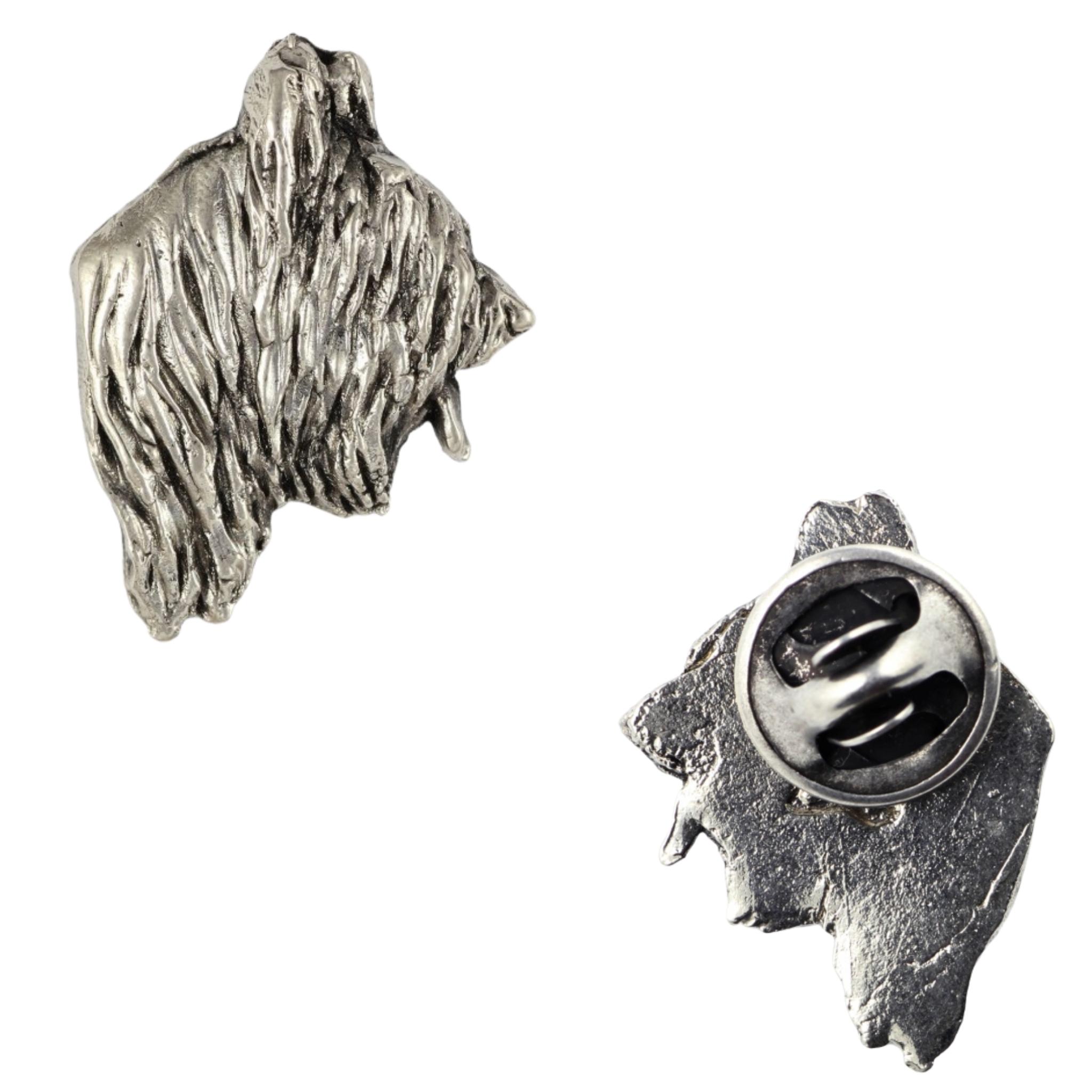 

Briard, Berger de Brie - Dog brooch in a gift box, elegant pin, lapel pin for Art-Dog brand jacket срібний