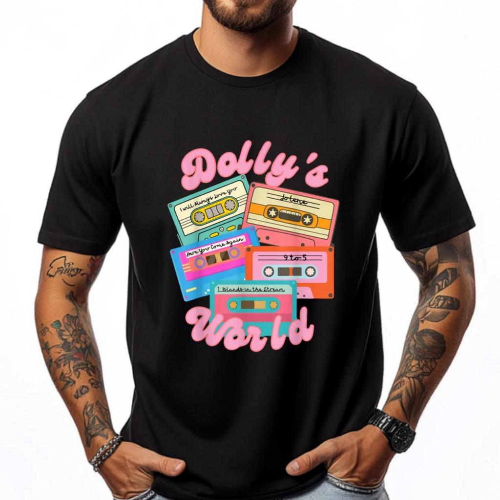 Retro Personalized Dolly Cassettes Dolly World First Name Graphic Tee Cotton T Shirts Design
