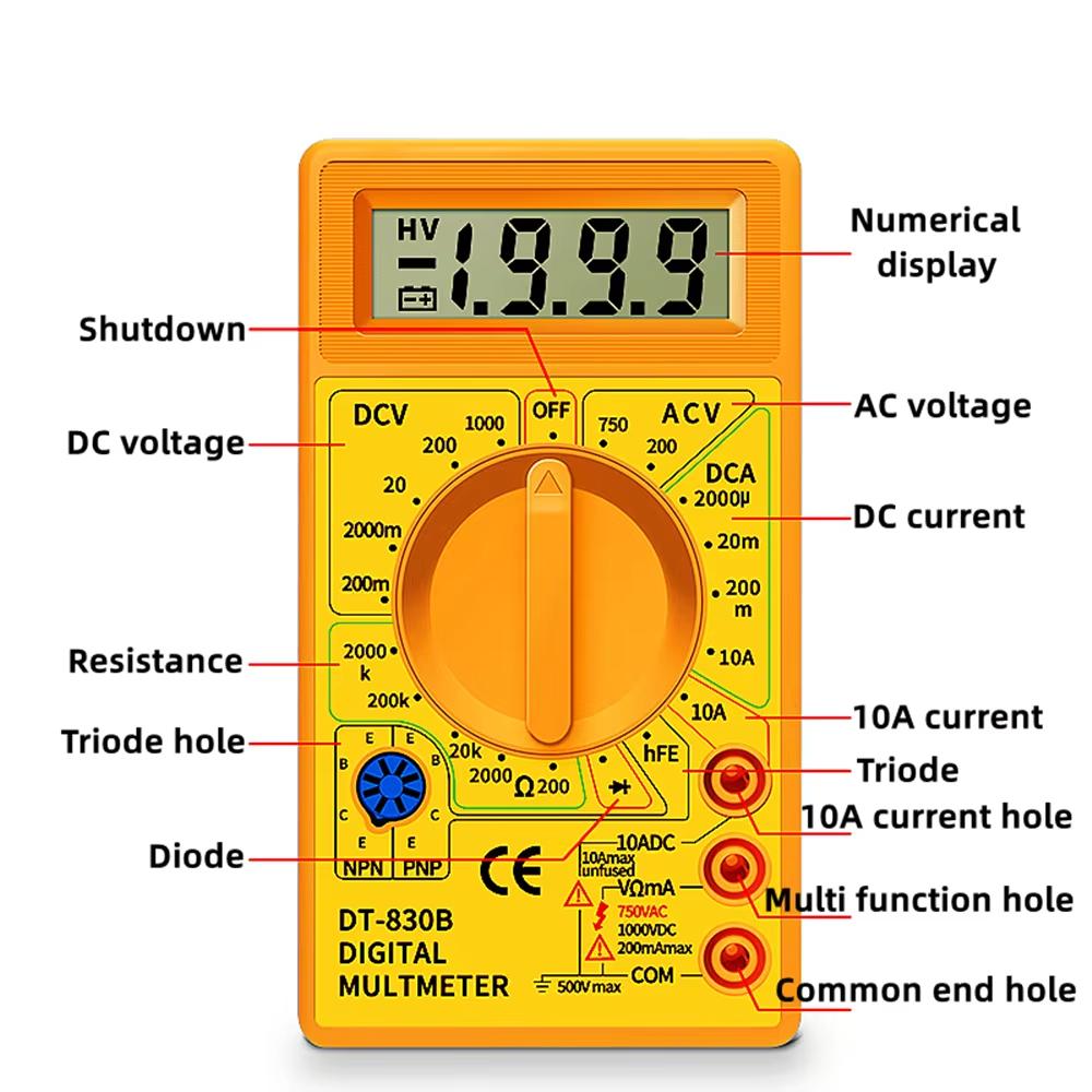 Digital Multimeter Tester DT830B Electrical Voltmeter Ammeter Portable Volt Multi Meter Car Battery Tester Circuit Tester