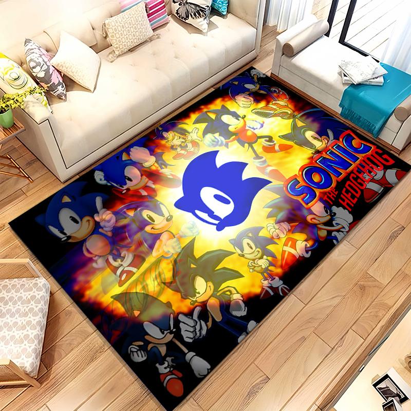 Retro S-Sonic Cartoon Games Living Room Non-Slip Area Rug Soft Carpet for Bedroom Kids Playroom Sofa,Home Decor Doormat Gift