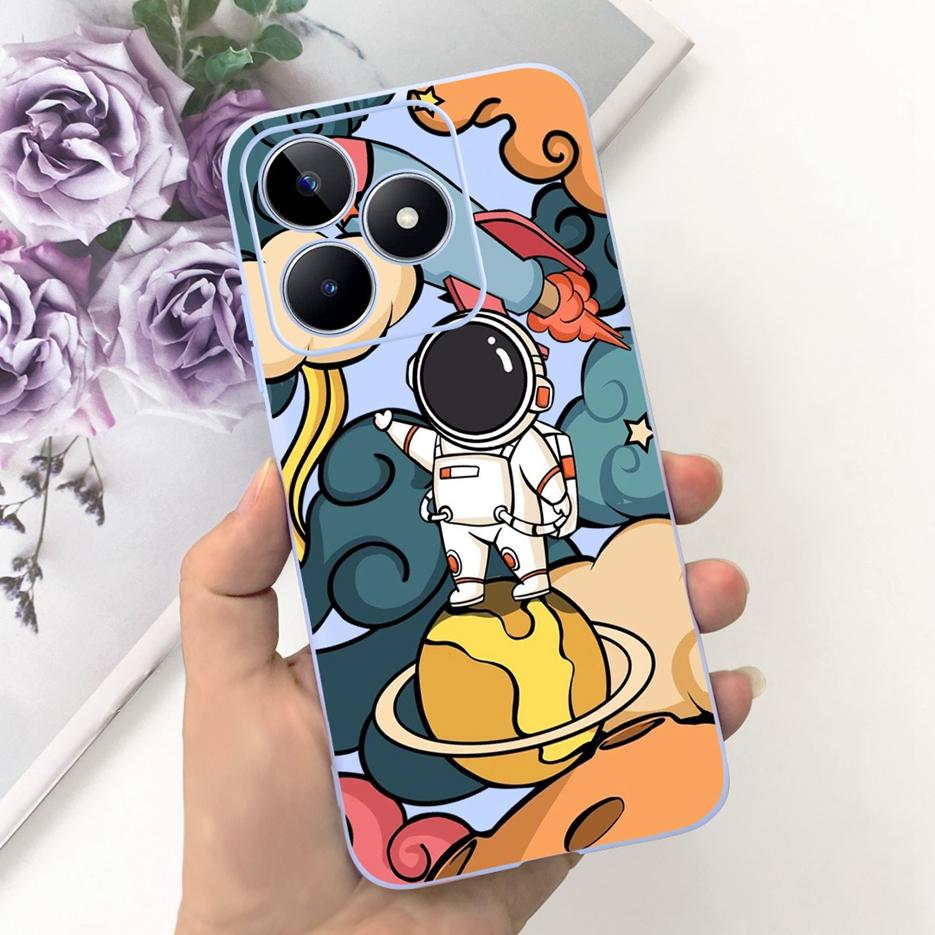 For Realme C51 Case RMX3830 Cute Astronauts Cartoon Cover Soft Silicone Phone Case For Realme C53 C 51 RealmeC51 RealmeC53 Shell