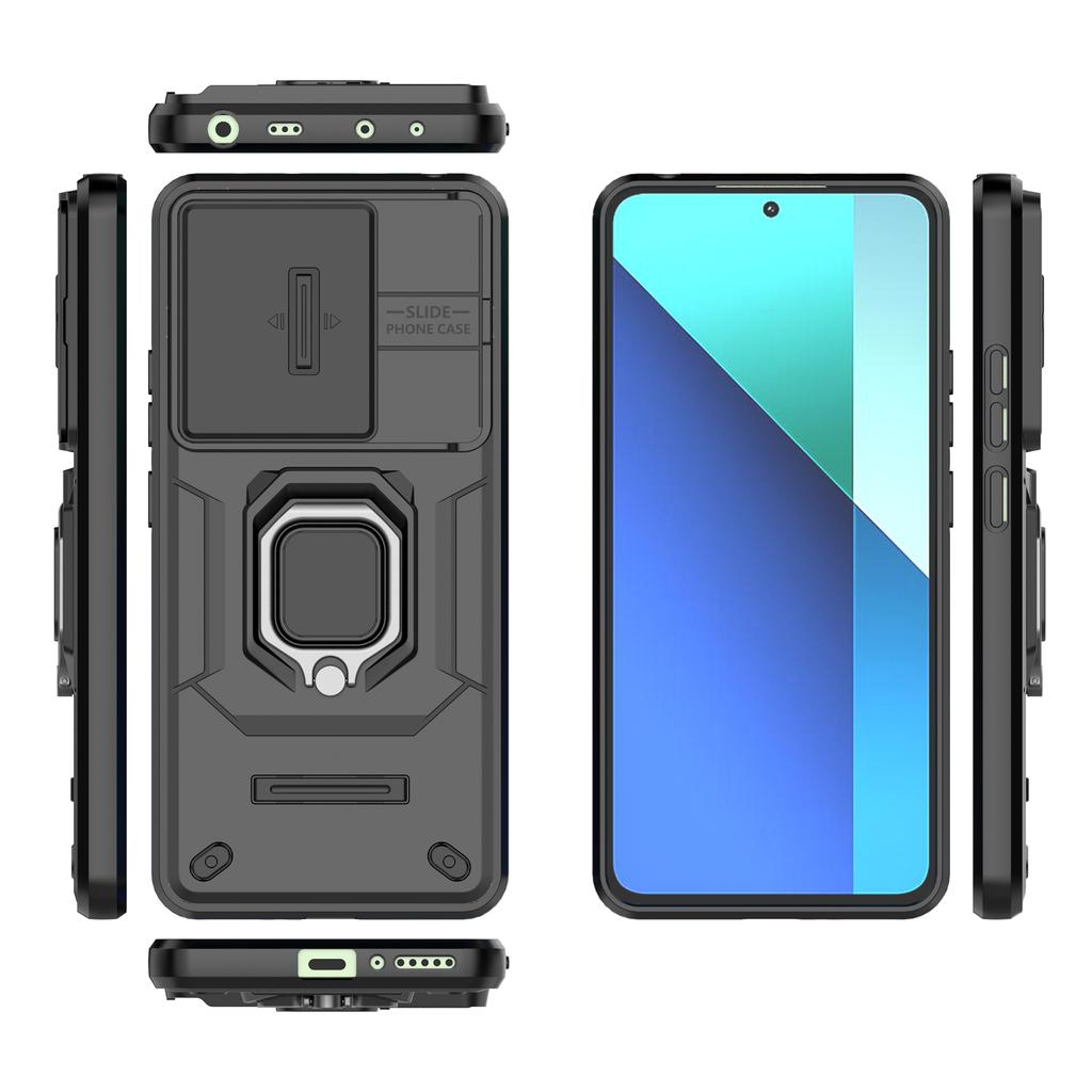 For Xiaomi Redmi Note 13 4G Case PC+TPU Slide Lens Lid Phone Cover