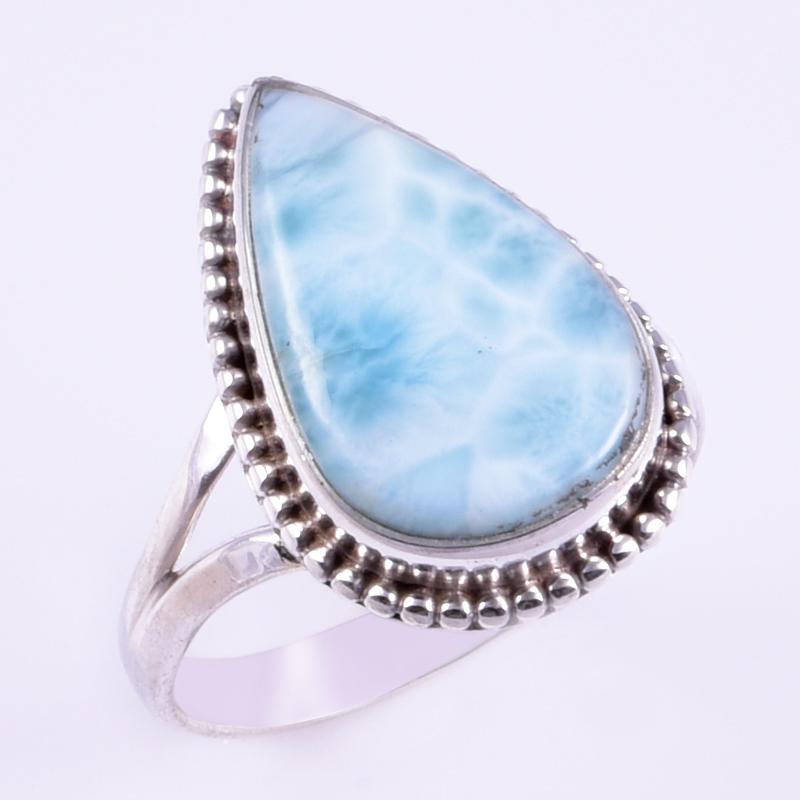 Natural Republic Larimar Gemstone Handmade 925 Sterling Silver Ring S.9" K6f84
