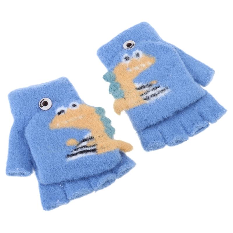 Convertible Gloves Winter Half Finger Mittens Stretchy Knit Half Finger Gloves with Soft Cover for Kids Teens Kawaii