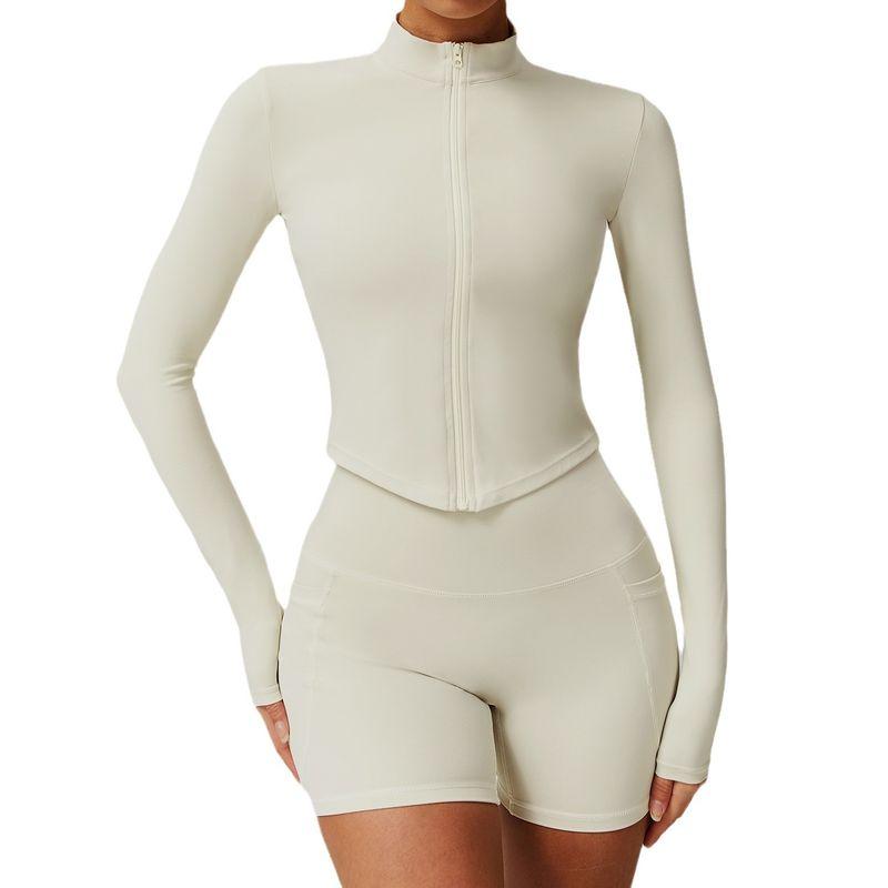 Guangzhou Zechuang Clothing Co., Ltd. Quick-Drying Nude Feel Fitness Outwear Women's Zipper Outwear Running Sports Tight