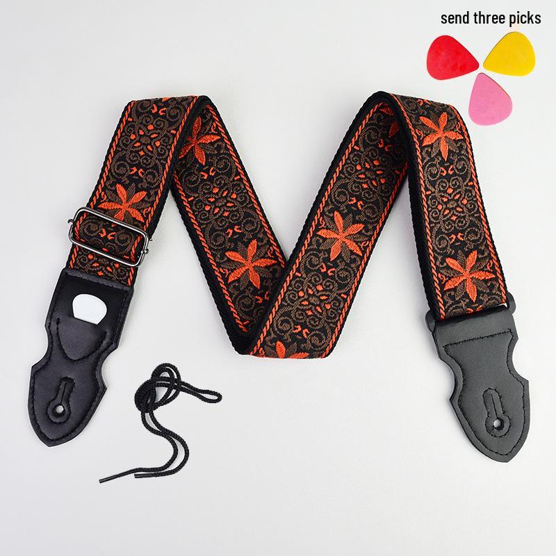 Premium Embroidered Guitar Strap for Acoustic and Electric Guitars
