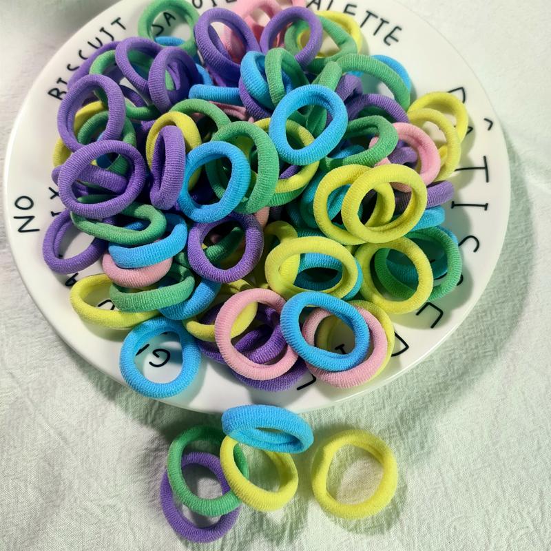 50/100pcs/Set Kids Colorful Nylon Elastic Hair Bands Ponytail Holder Hair Ties Gum Rubber Band Headband Girls Hair Accessories