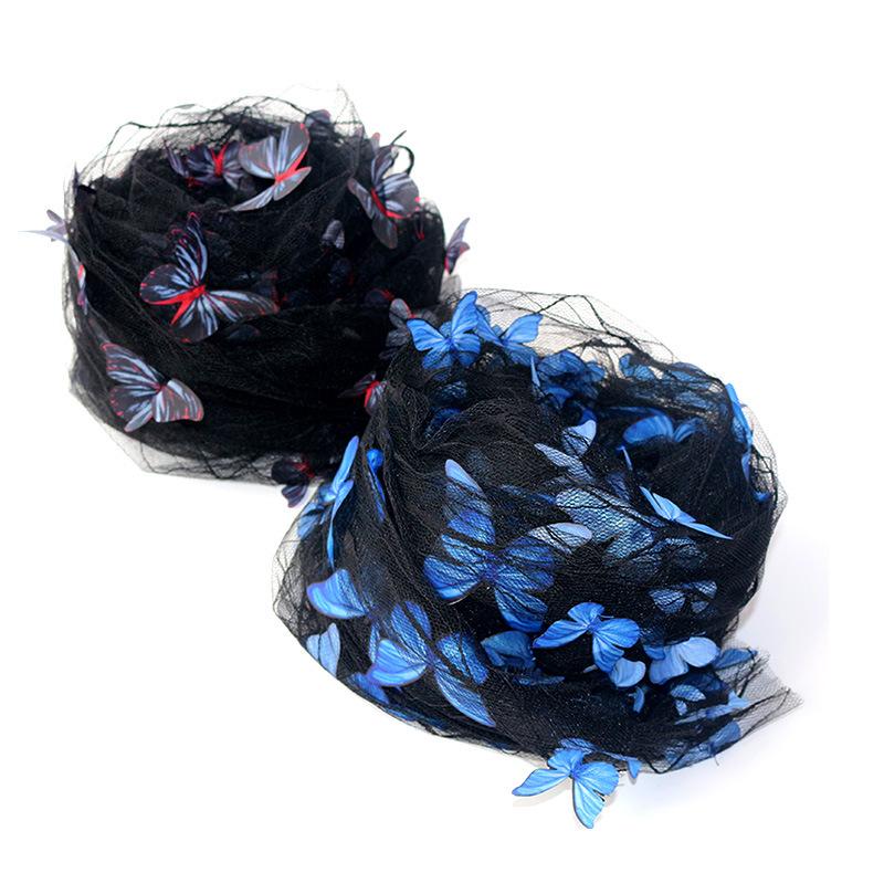 Three-Dimensional Butterfly Fixed Flower Spider Web Yarn Black Yarn Lace Embroidered Lace Children'S Clothing Hanfu Dress Fabric Decoration